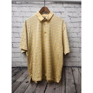 Straight Down‎ Golf Polo Shirt Mens Large Striped Yellow
